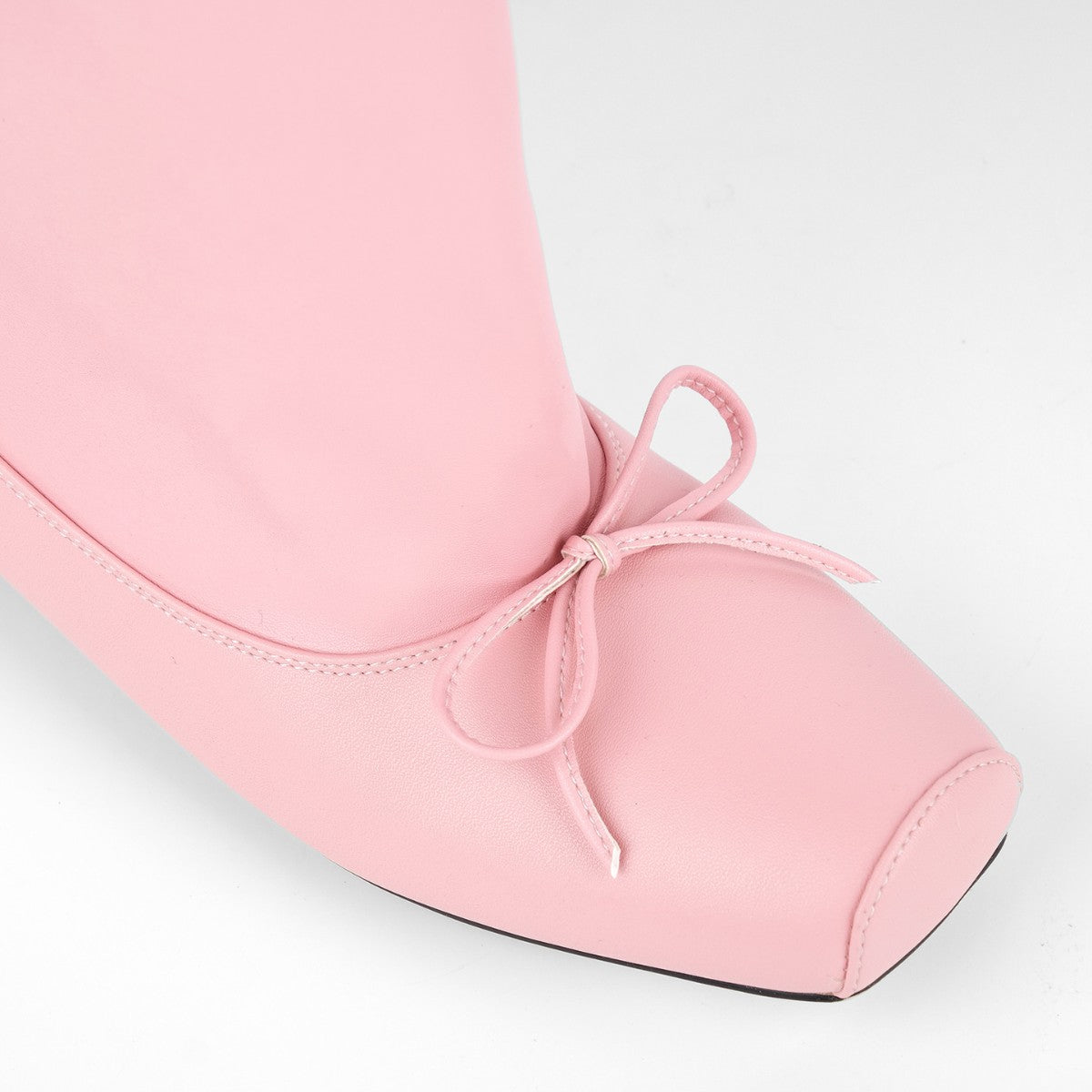 Square Toe Bow Flat Mid-Calf Boots - Onlymaker