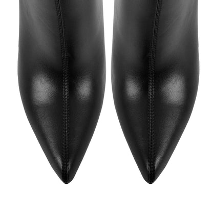 Pointed Toe Pleated Stiletto Mid-Calf Boots - Onlymaker