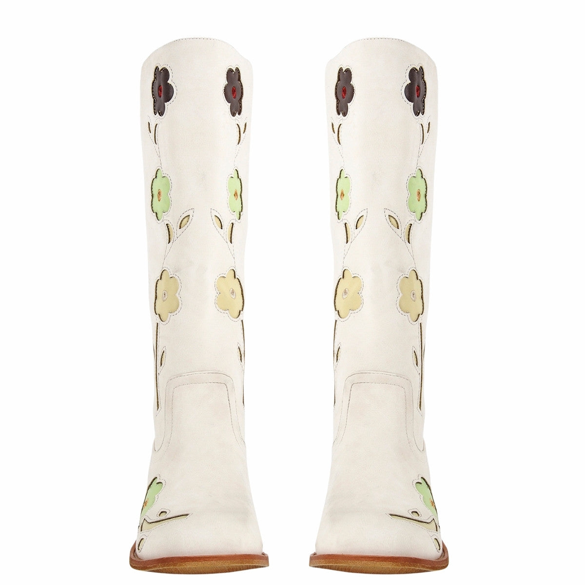 Square Toe Flower Embroidery Mid-Calf Boots - Onlymaker