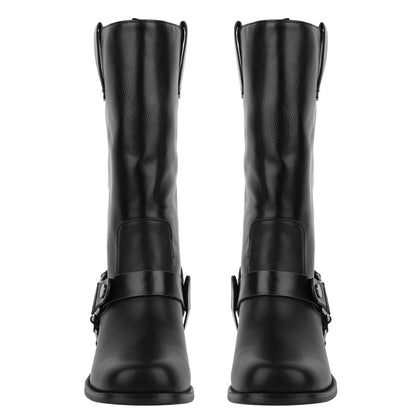 Buckle Strap Chunky Heel Mid-Calf Boots - Onlymaker