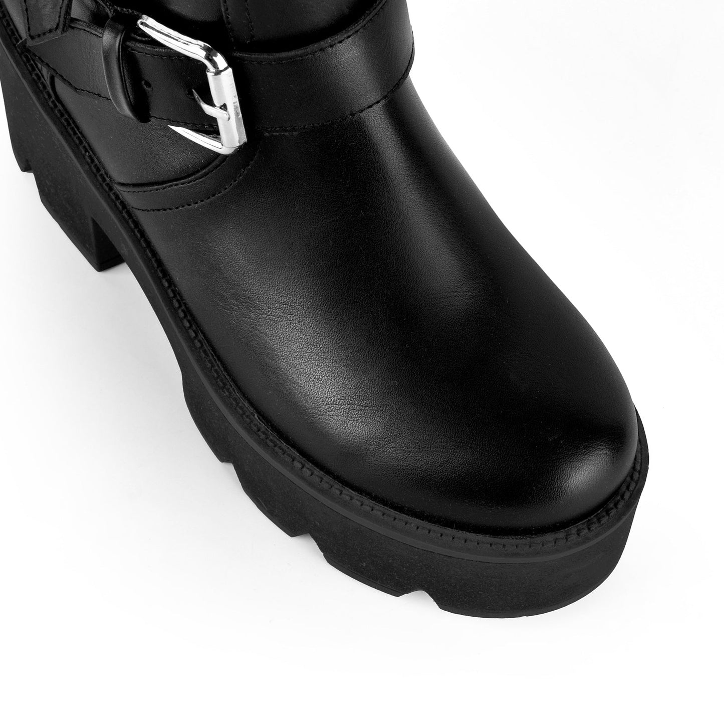 Platform Buckle Strap Zipper Mid-Calf Boots - Onlymaker