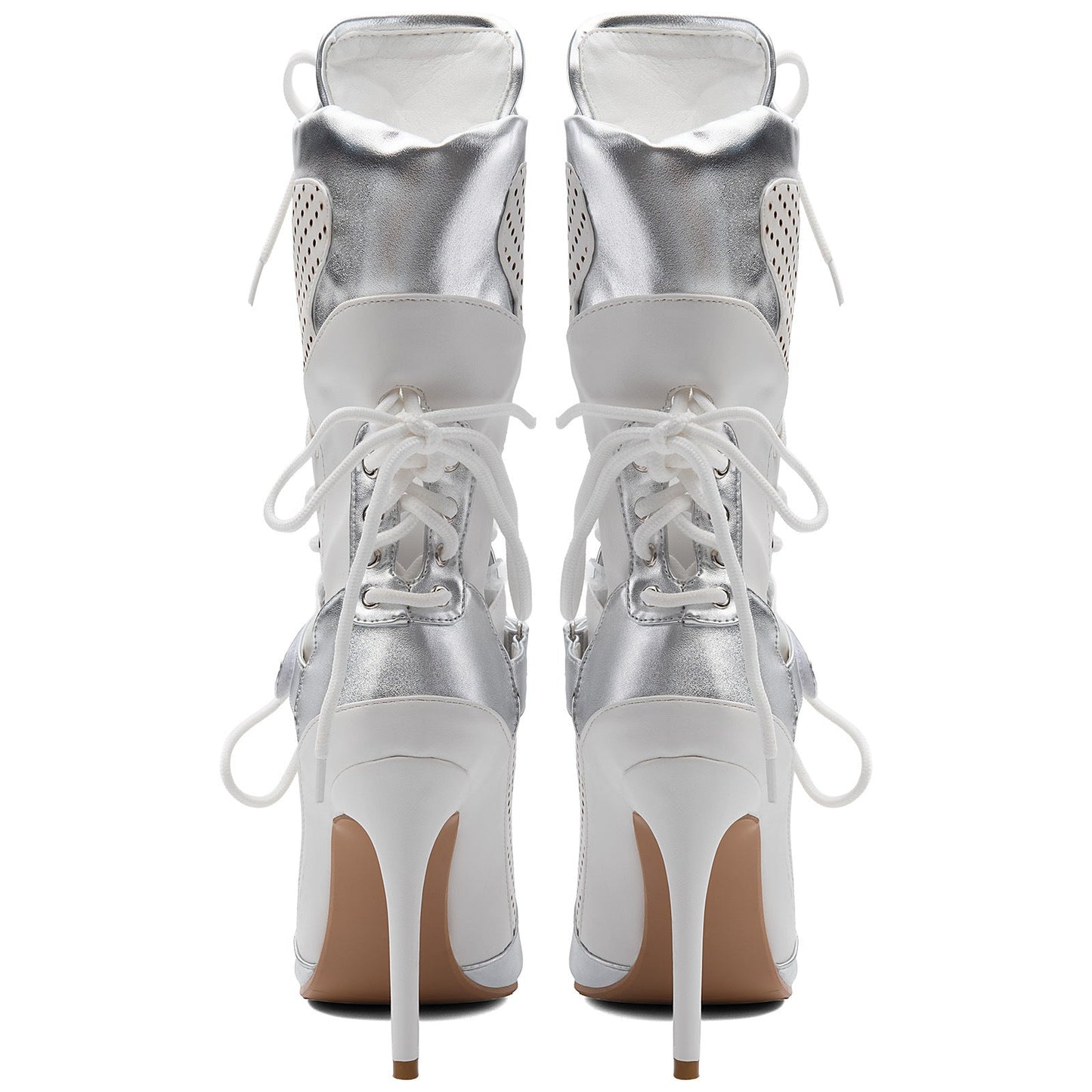 Pointed Toe Cutout Lace-up Sporty Ankle Boots - Onlymaker