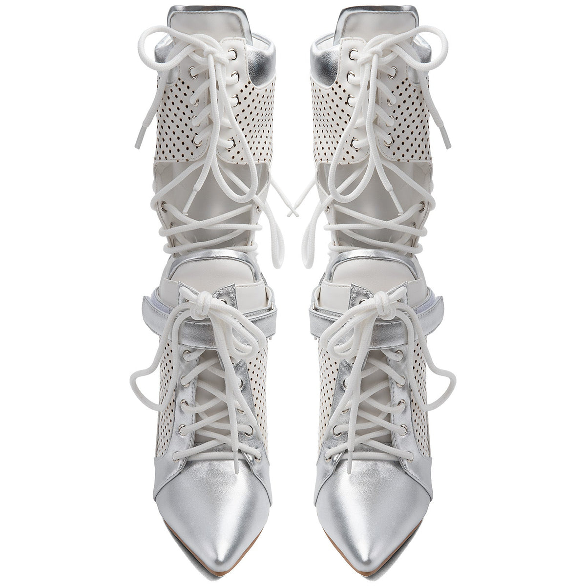 Pointed Toe Cutout Lace-up Sporty Ankle Boots - Onlymaker