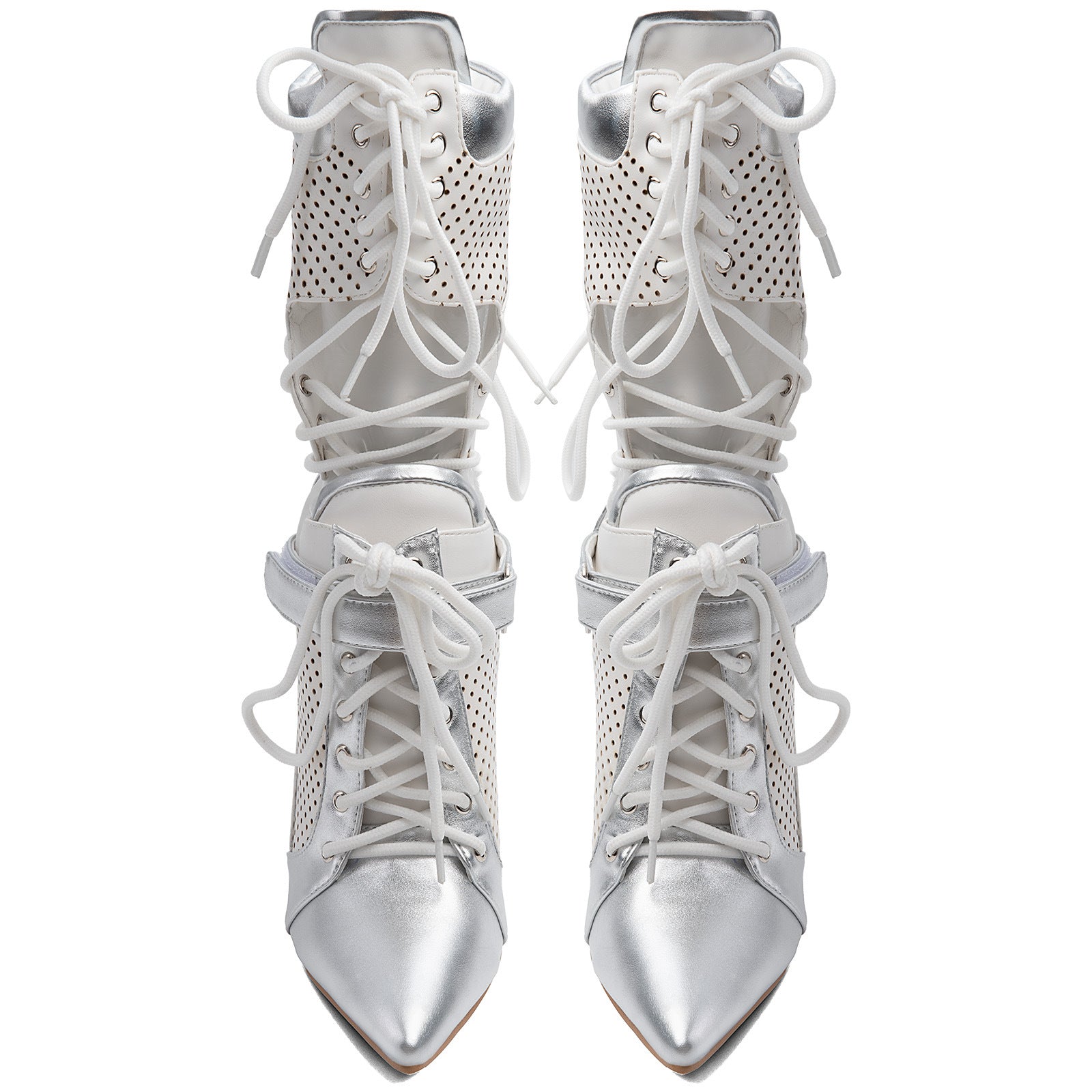 Pointed Toe Cutout Lace-up Sporty Ankle Boots - Onlymaker