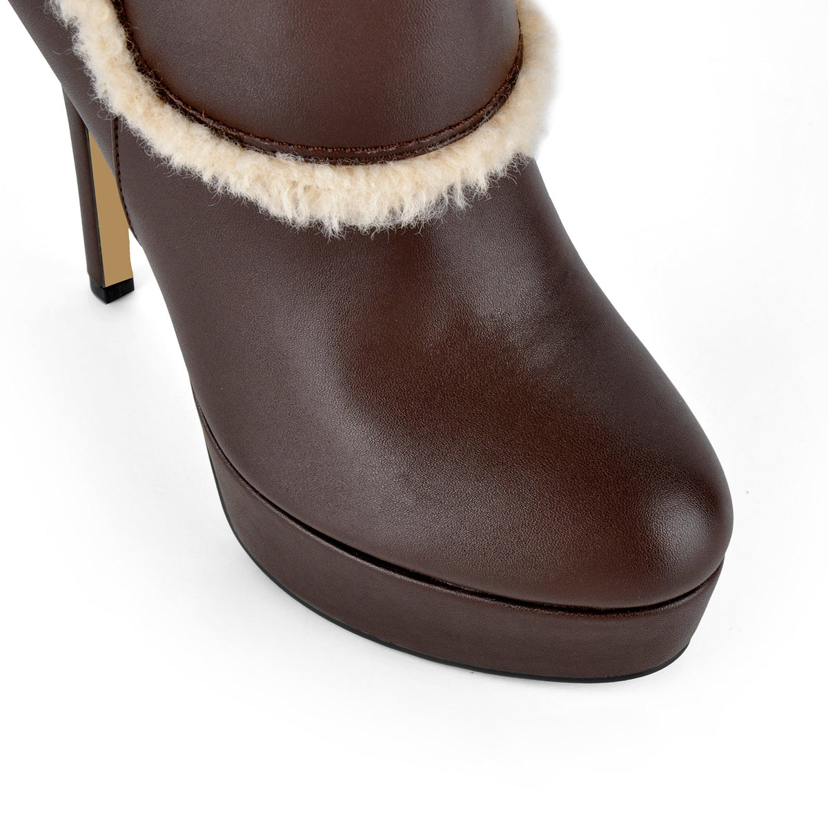 Platform Lambswool Buckle Side Zipper Ankle Boots - Onlymaker