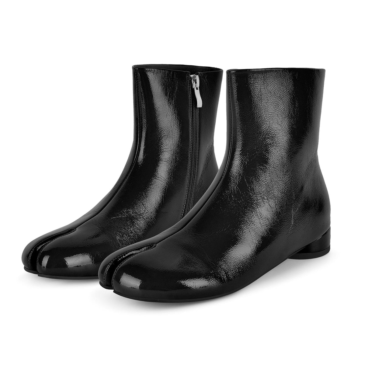 Round Toe Tabi Round Heel Flat Ankle Boots - Onlymaker