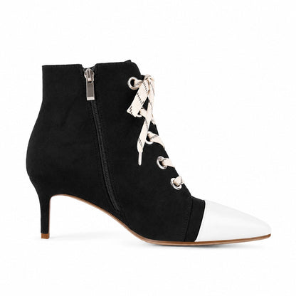 Suede Pointed Toe Lace-up Stiletto Ankle Boots - Onlymaker