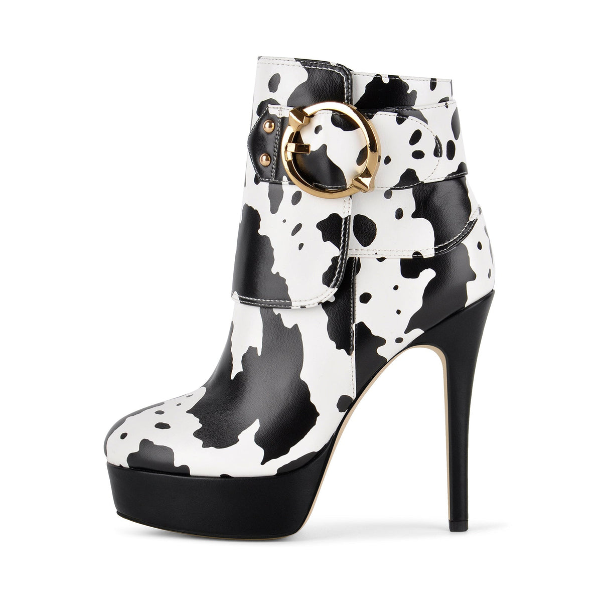 Platform Buckle Stiletto Zipper Ankle Boots - Onlymaker