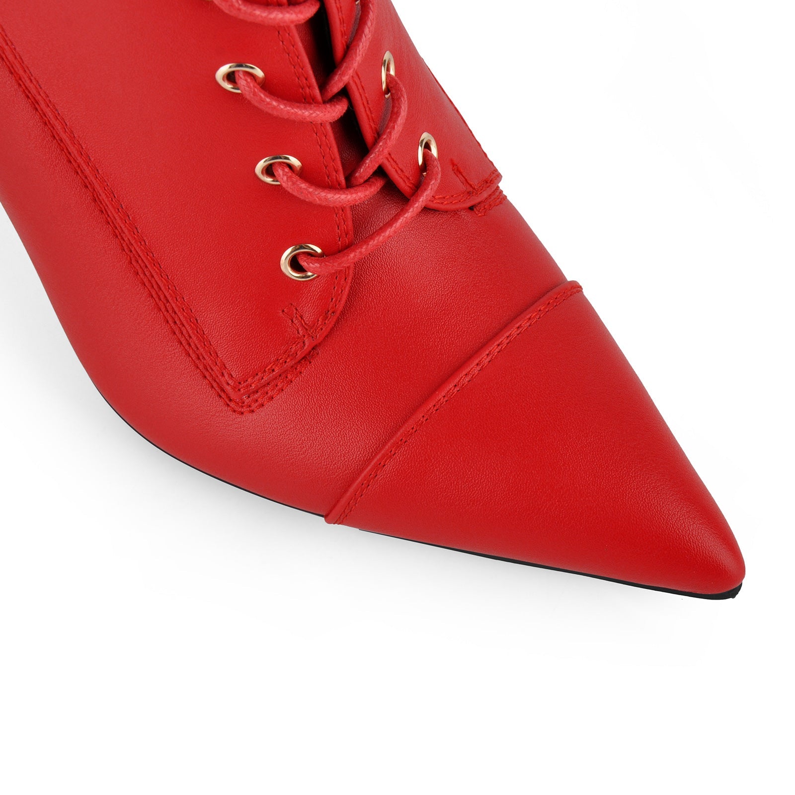 Pointed Toe Lace-up Cutout Ankle Boots - Onlymaker