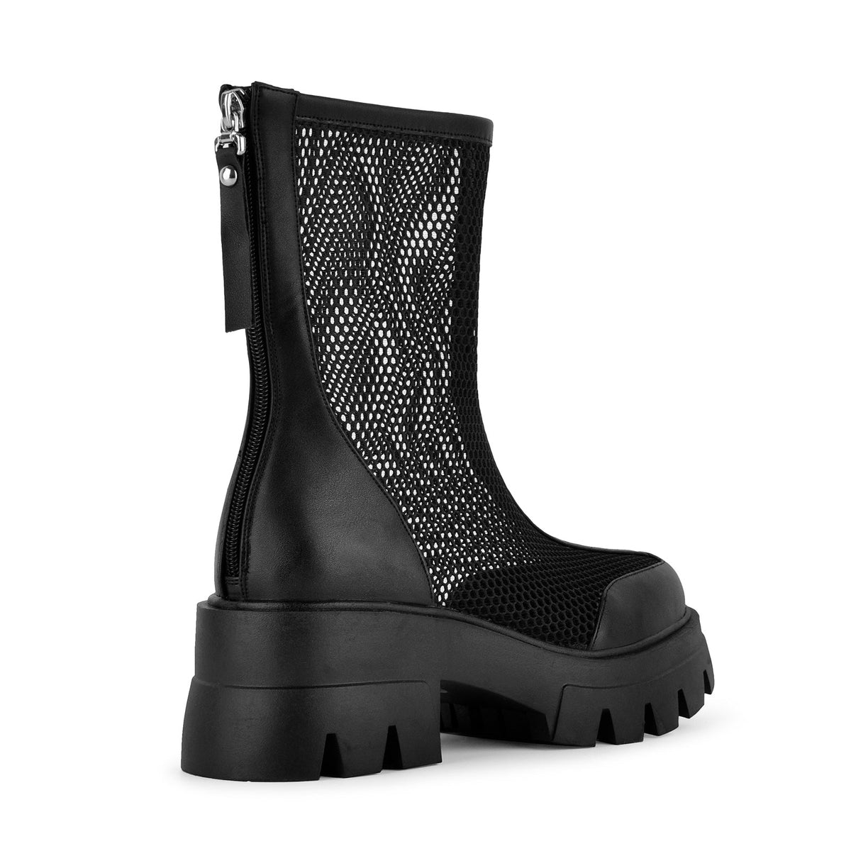 Mesh Platform Back Zipper Ankle Boots - Onlymaker