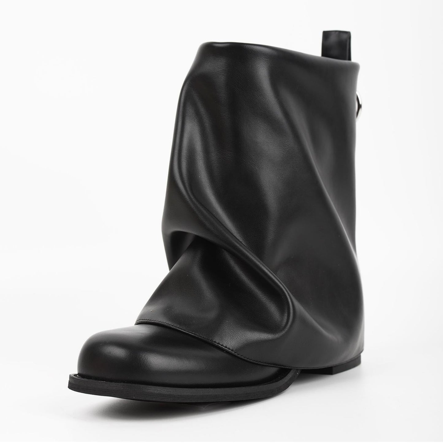 Square Toe Fold Over Chunky Heel Ankle Boots - Onlymaker