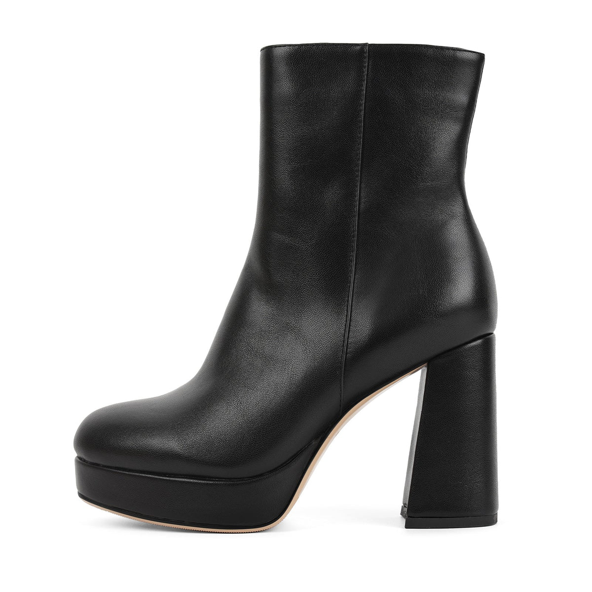 Round Toe Platform Chunky Heel Ankle Boots - Onlymaker