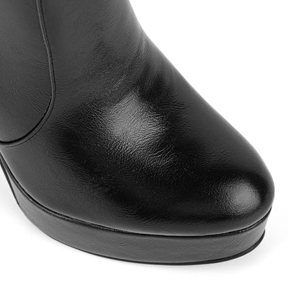 Platform Chunky Heel Zipper Ankle Boots - Onlymaker