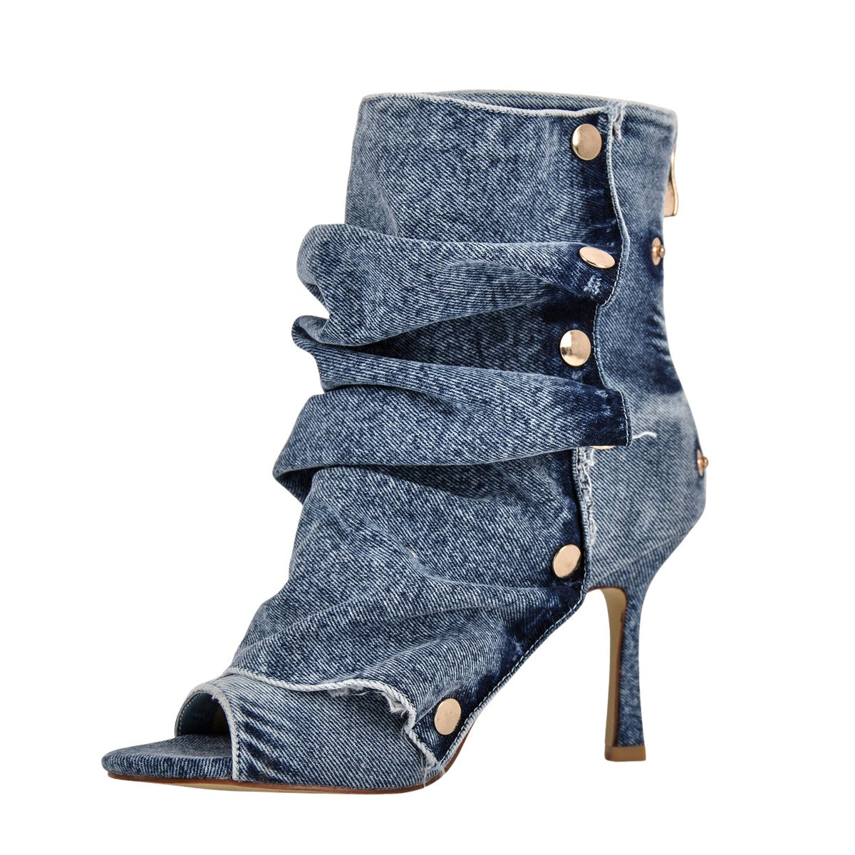 Open Toe Denim Removable Ankle Boots - Onlymaker