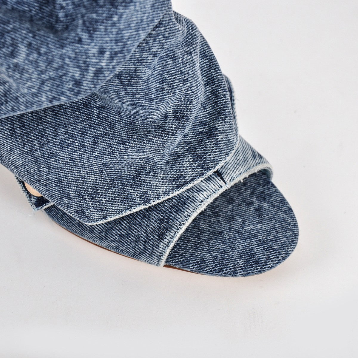 Open Toe Denim Removable Ankle Boots - Onlymaker
