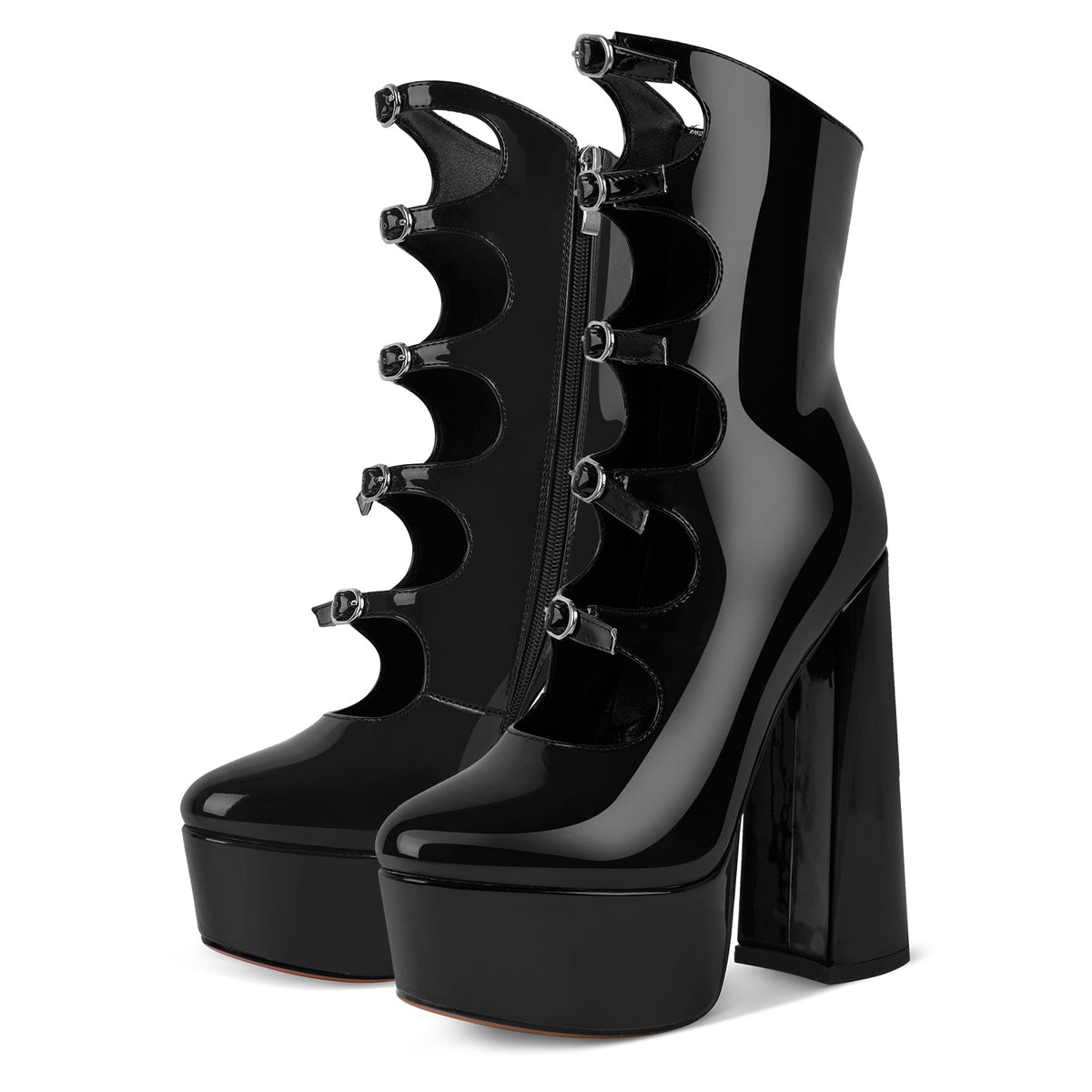 Platform Multi Buckle Strap Ankle Boots - Onlymaker