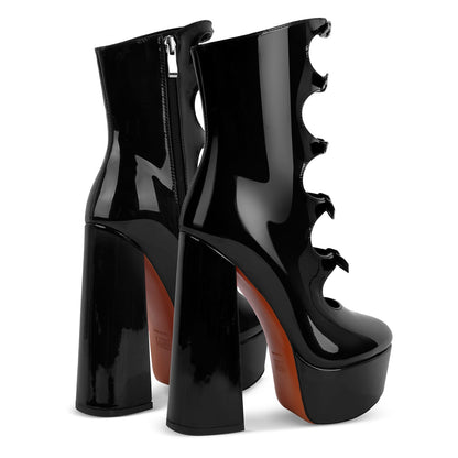 Platform Multi Buckle Strap Ankle Boots - Onlymaker