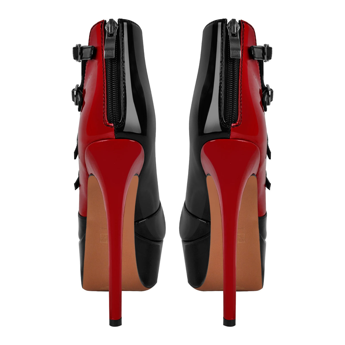 Peep Toe Platform Multi Buckle Ankle Boots - Onlymaker