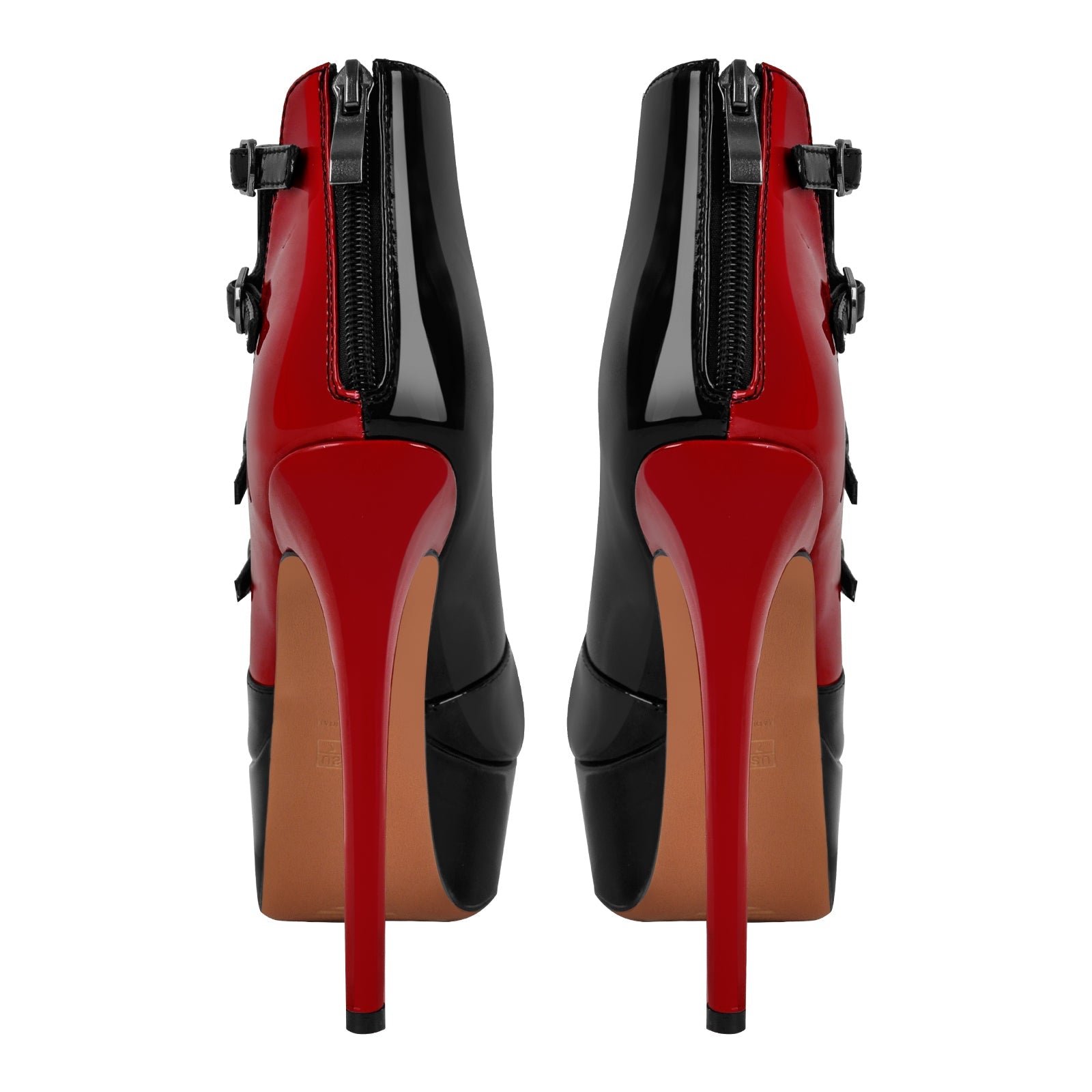 Peep Toe Platform Multi Buckle Ankle Boots - Onlymaker