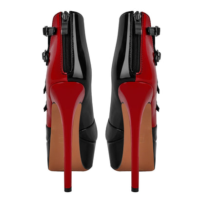 Peep Toe Platform Multi Buckle Ankle Boots - Onlymaker