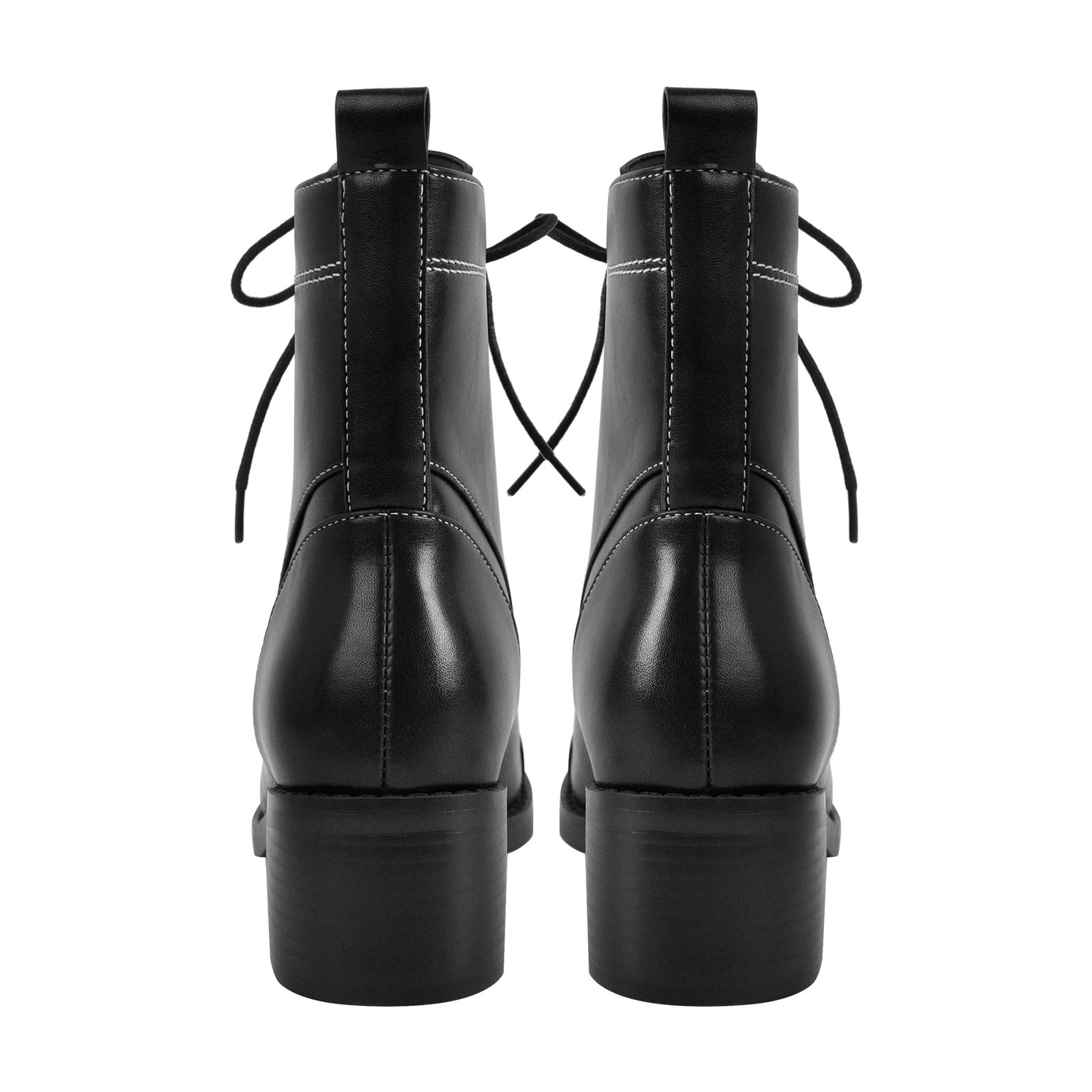 Square Toe Lace-up Chunky Heel Ankle Boots - Onlymaker