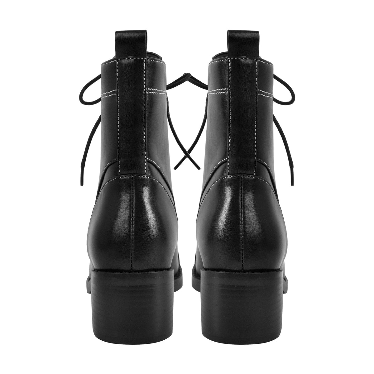 Square Toe Lace-up Chunky Heel Ankle Boots - Onlymaker