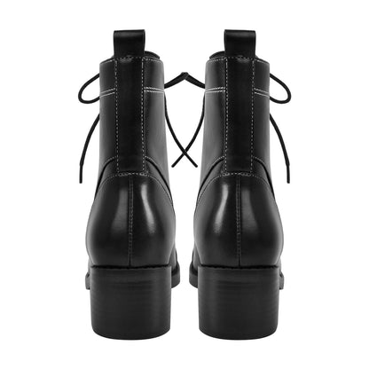 Square Toe Lace-up Chunky Heel Ankle Boots - Onlymaker