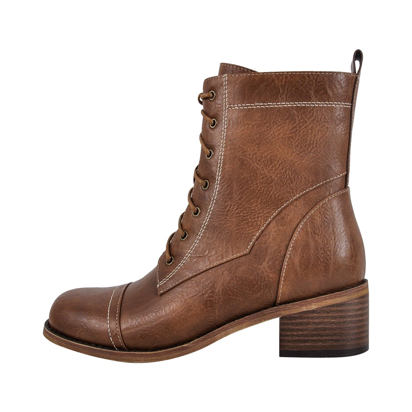 Square Toe Lace-up Chunky Heel Ankle Boots - Onlymaker