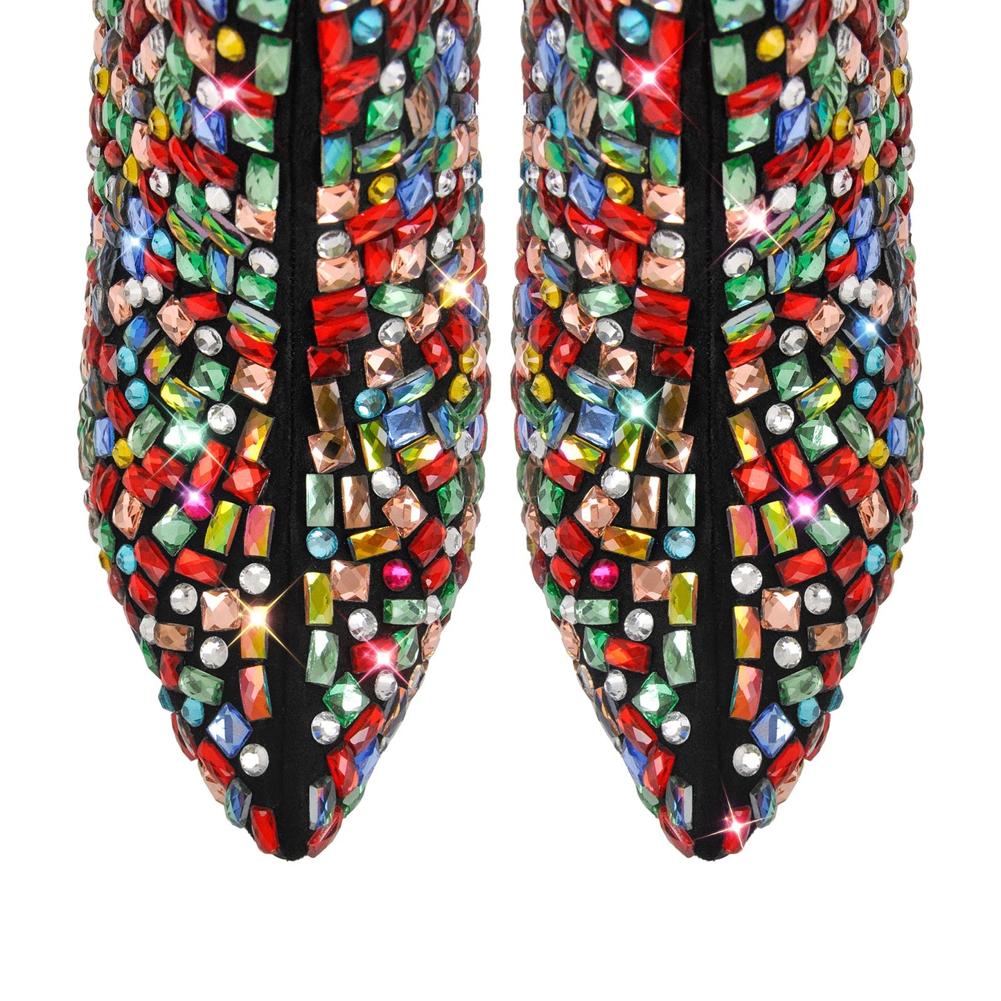 Pointed Toe Colorful Rhinestones Ankle Boots - Onlymaker