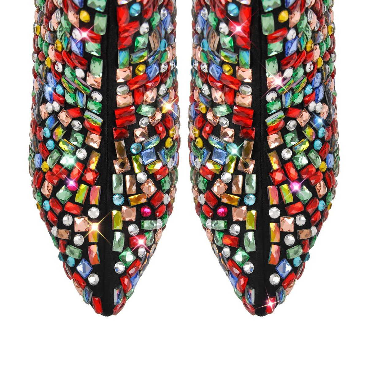 Pointed Toe Colorful Rhinestones Ankle Boots - Onlymaker