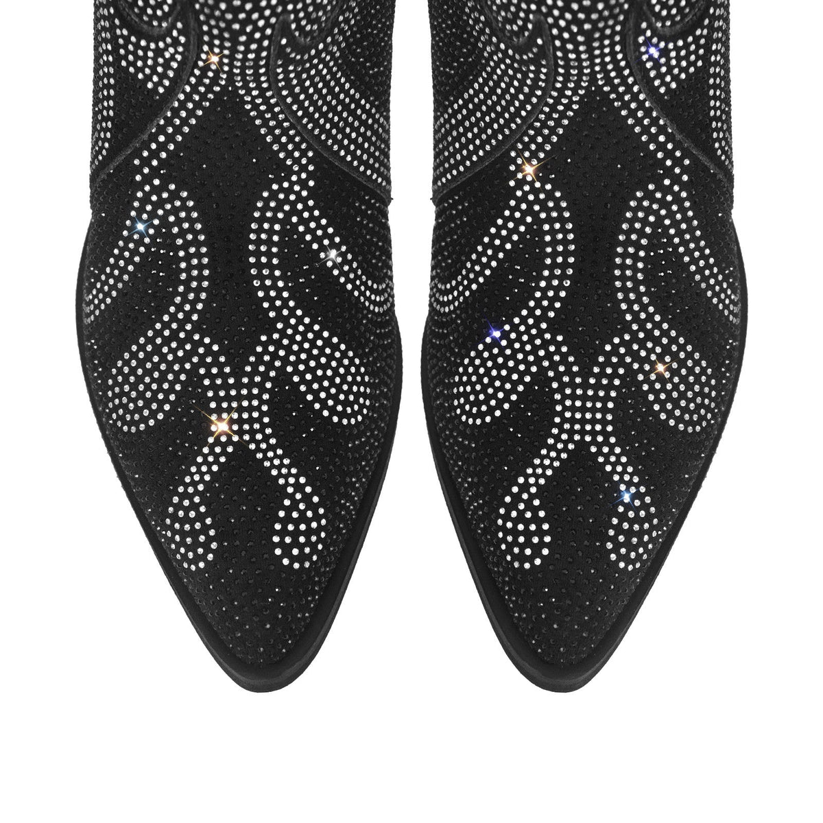 Flame Shape Rhinestone Pointed Toe Ankle Boots - Onlymaker