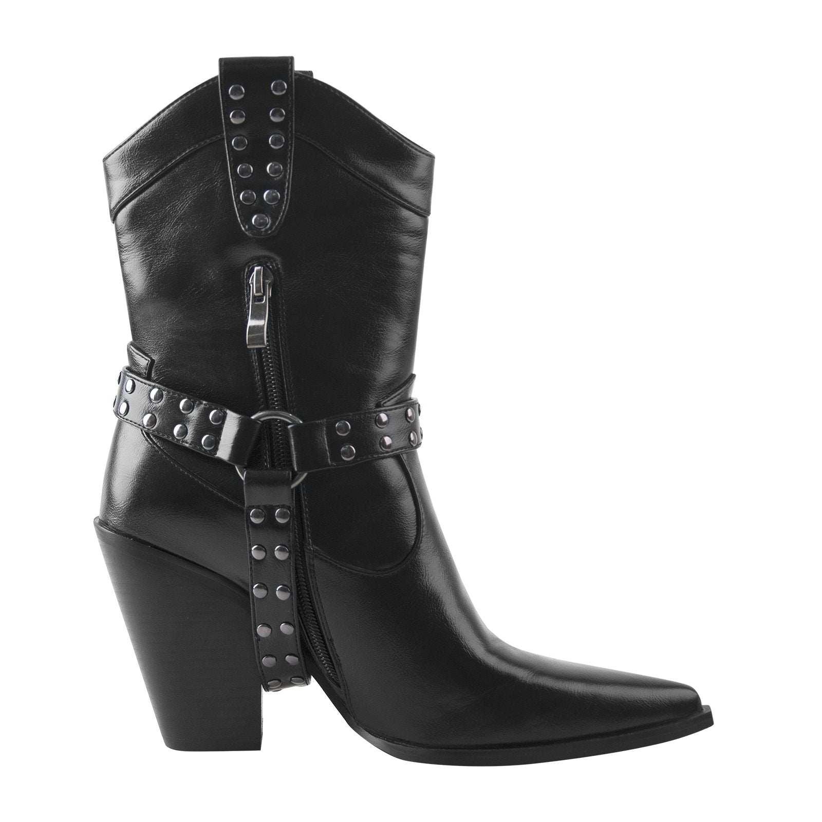 Pointed Toe Black Cowgirl Boots - Onlymaker