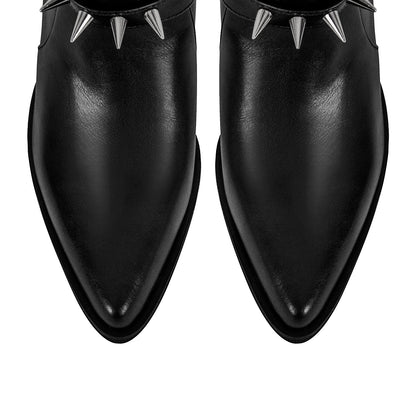 Chunky Heel Rivet Buckle Ankle Boots - Onlymaker