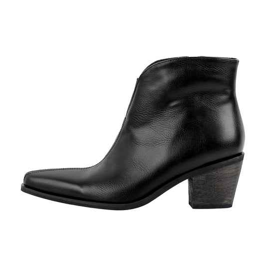 Zipper Chunky Heel Western Ankle Boots - Onlymaker
