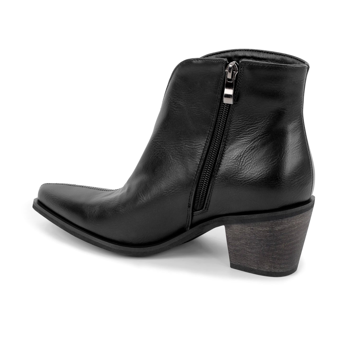 Zipper Chunky Heel Western Ankle Boots - Onlymaker