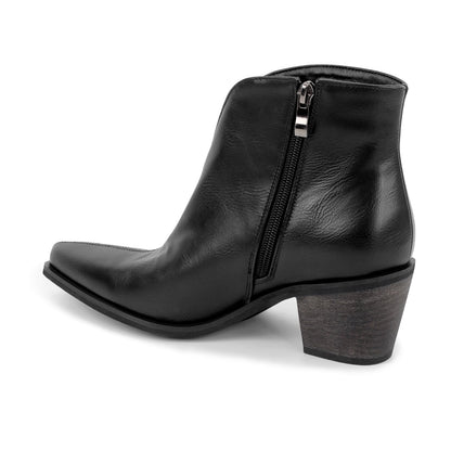 Zipper Chunky Heel Western Ankle Boots - Onlymaker