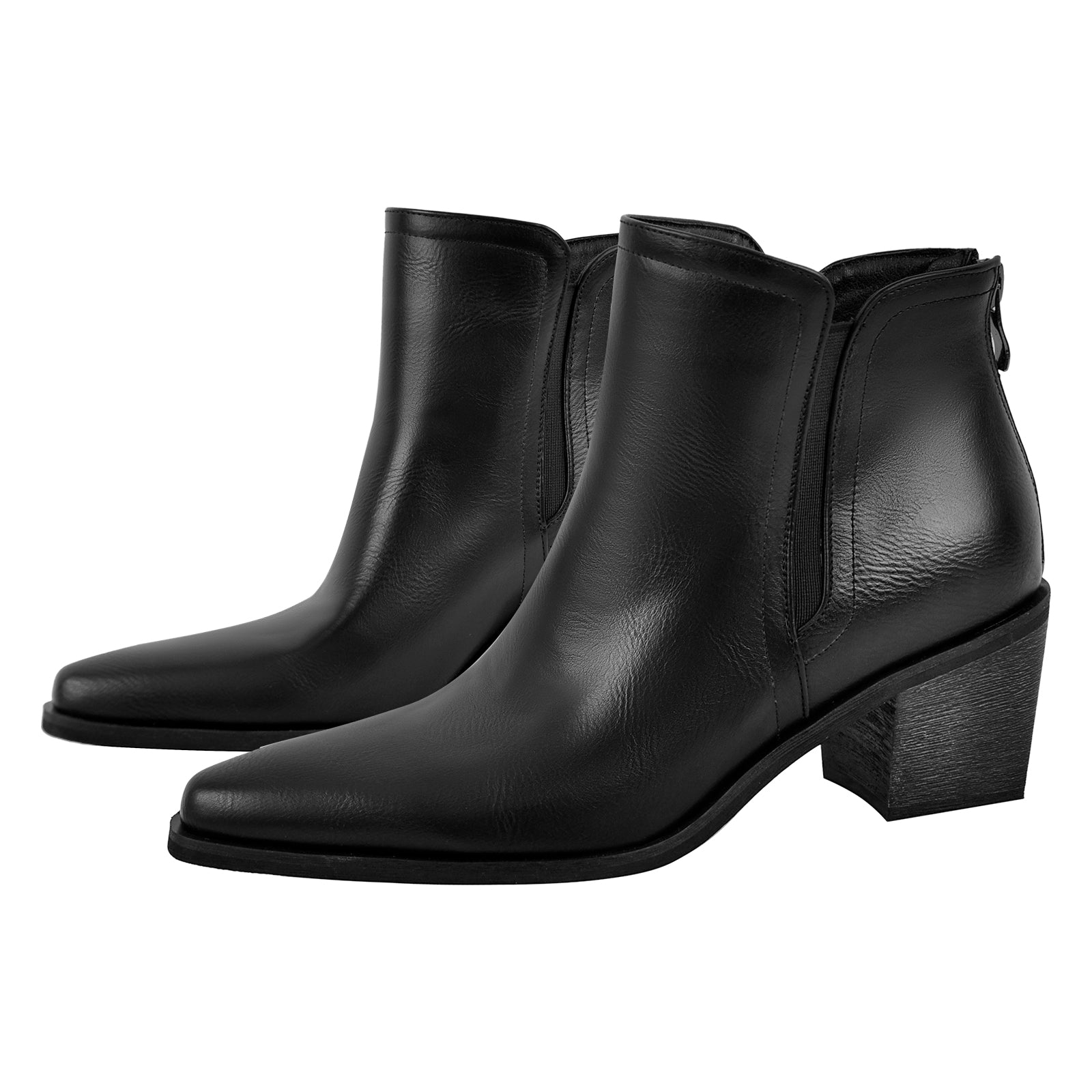 Pointed Toe Chunky Heel Western Ankle Boot - Onlymaker