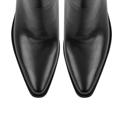 Pointed Toe Chunky Heel Western Ankle Boot - Onlymaker