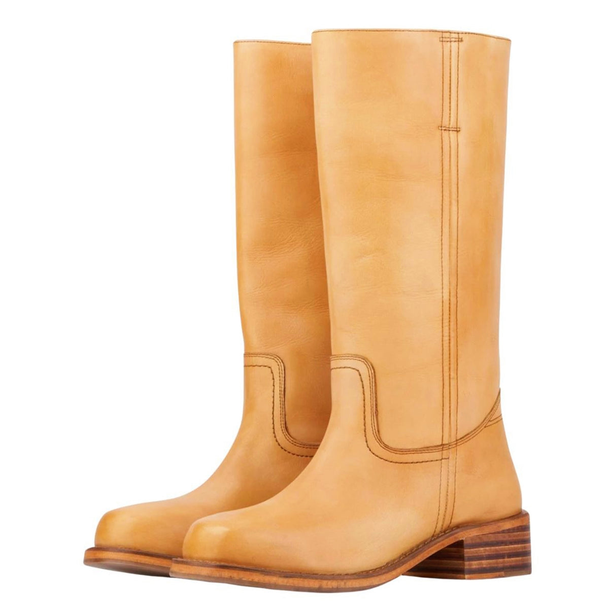 Square Toe Chunky Heel Knee High Boots - Onlymaker