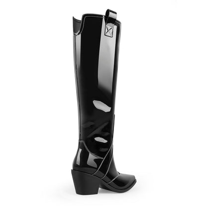 Pointed Toe Patent Pull On Cowboy Boots - Onlymaker