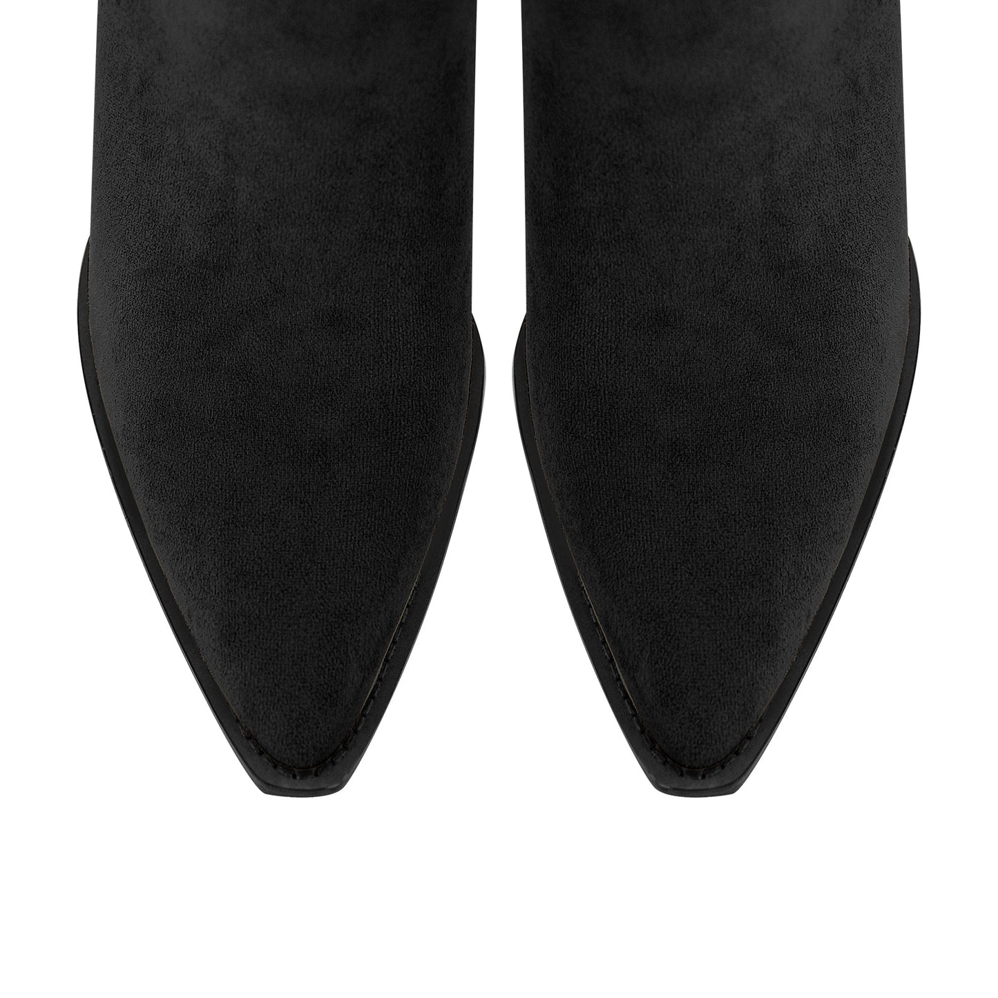 Pointed Toe Suede Chunky Heel Western Ankle Boots - Onlymaker