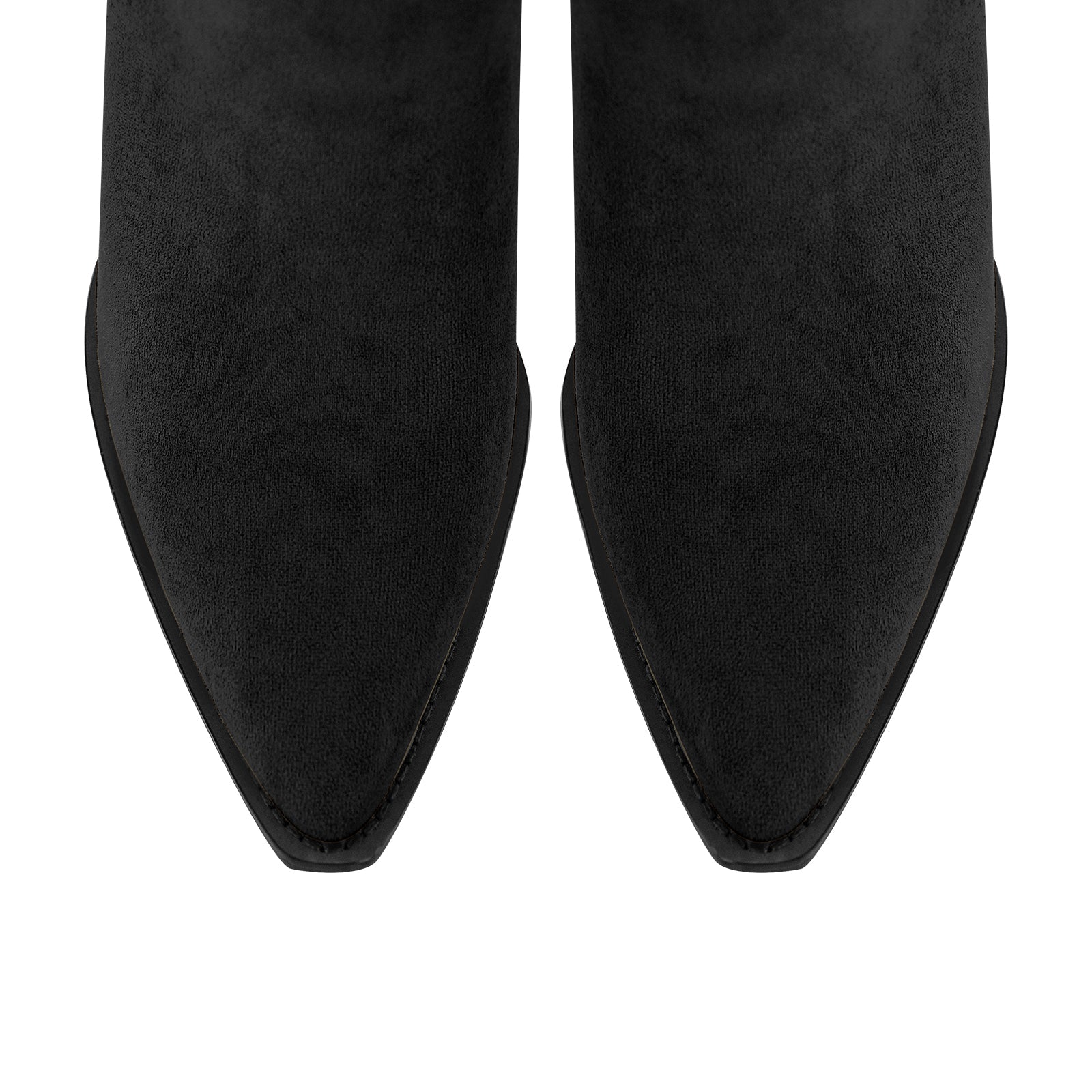 Pointed Toe Suede Chunky Heel Western Ankle Boots - Onlymaker