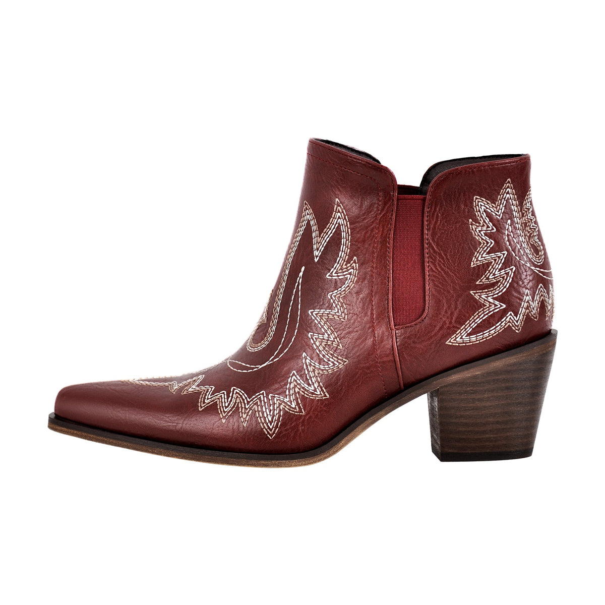 Embroidery Pointed Toe Western Ankle Boots - Onlymaker