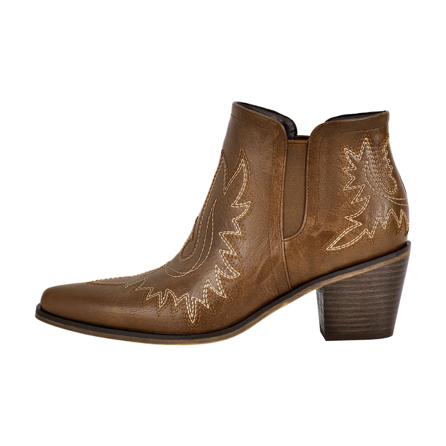 Embroidery Pointed Toe Western Ankle Boots - Onlymaker