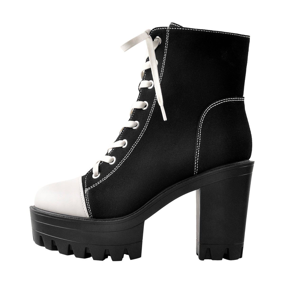 Platform Lace Up Canvas Boots - Onlymaker