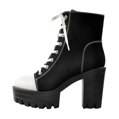 Platform Lace Up Canvas Boots - Onlymaker