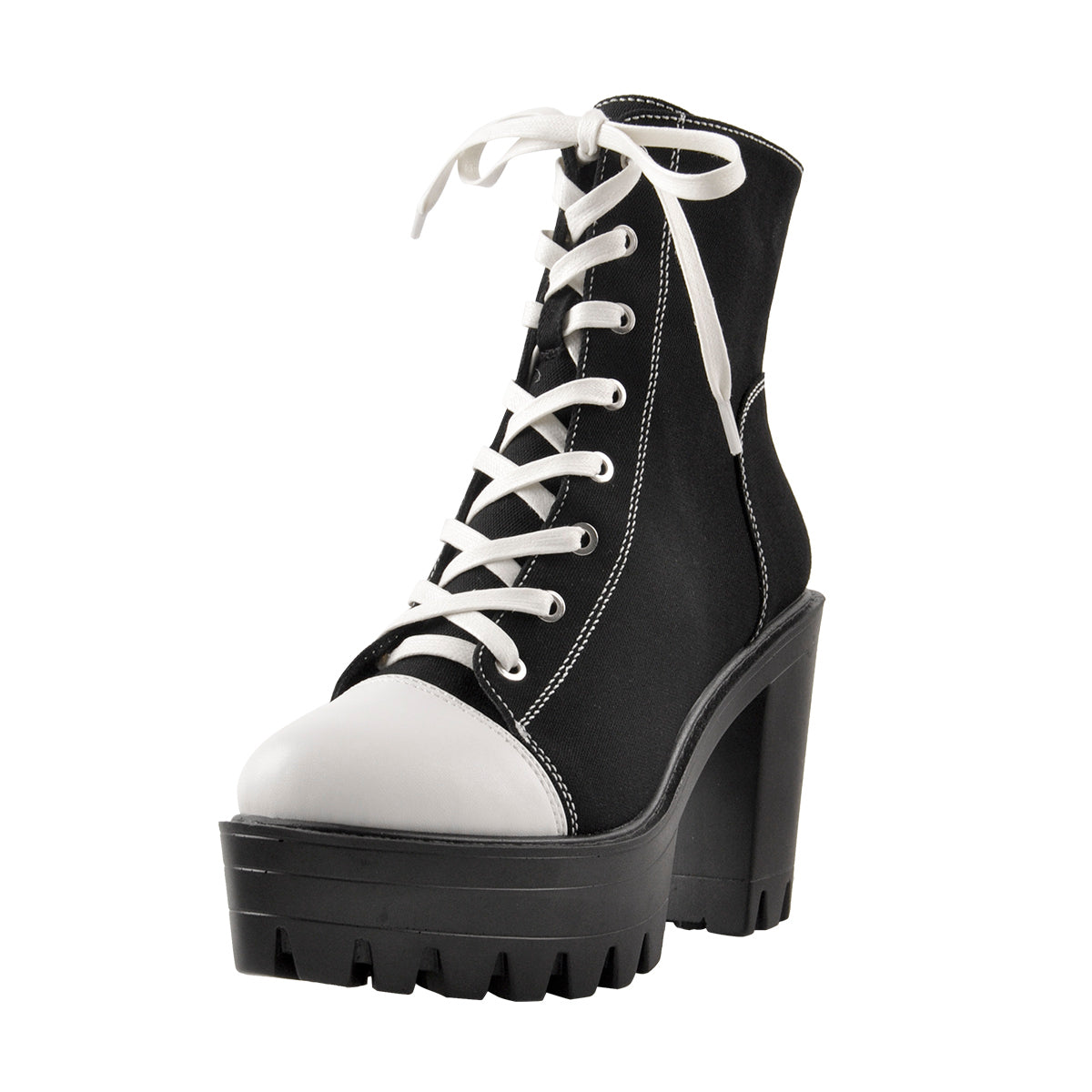 Platform Lace Up Canvas Boots - Onlymaker