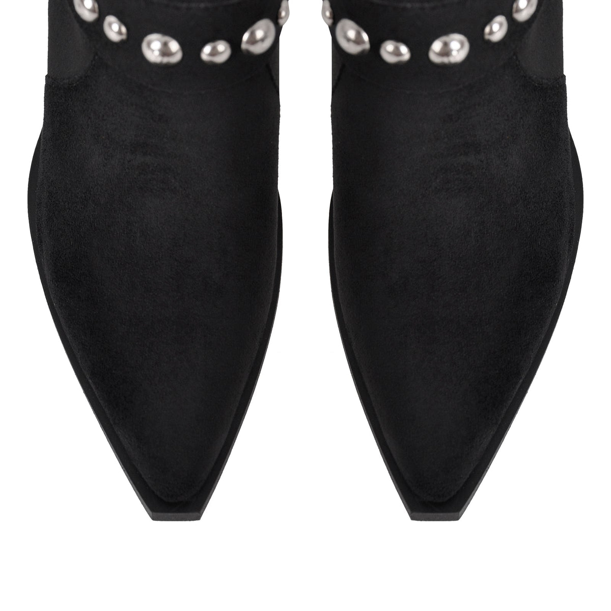 Pointed Toe Rivet Belt Pleated Knee High Boots - Onlymaker