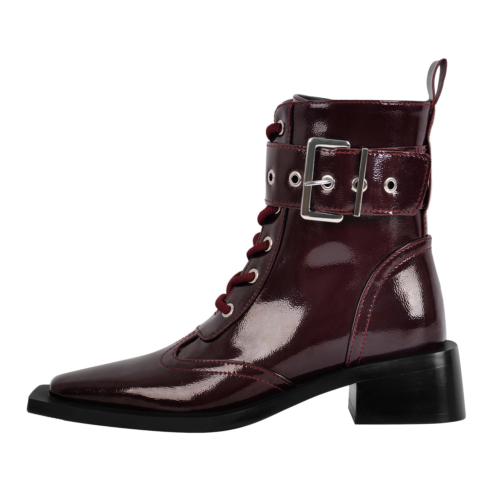 Square Toe Buckle Ankle Boots - Onlymaker
