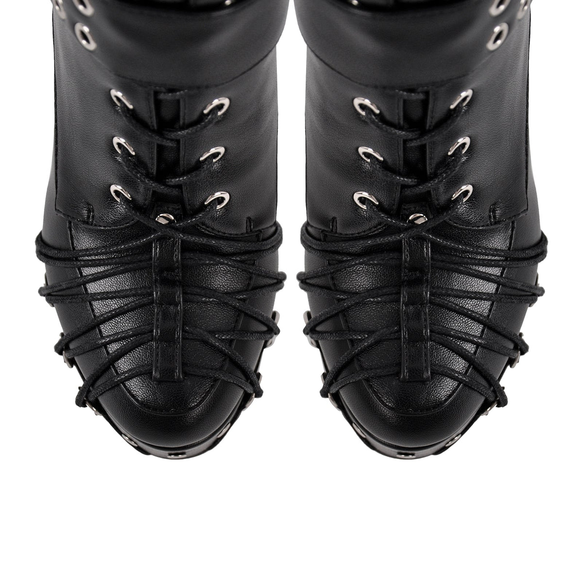 Buckle Lace-up Platform Knee High Boots - Onlymaker